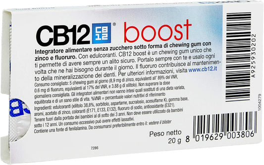 CB12 Boost Chewing Gum Strong Mint, 10's (Pack Of 12)