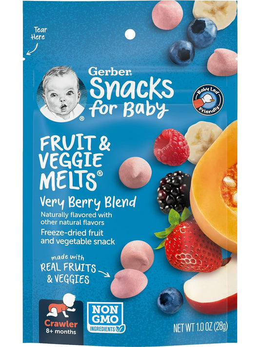 Gerber Snacks for Baby Fruit & Veggie Melts, Very Berry Blend, 1 Ounce (Pack of 7)