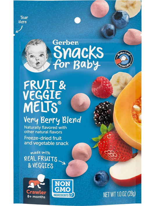 Gerber Snacks For Baby Fruit & Veggie Melts, Very Berry Blend, 1 Ounce (Pack Of 7)