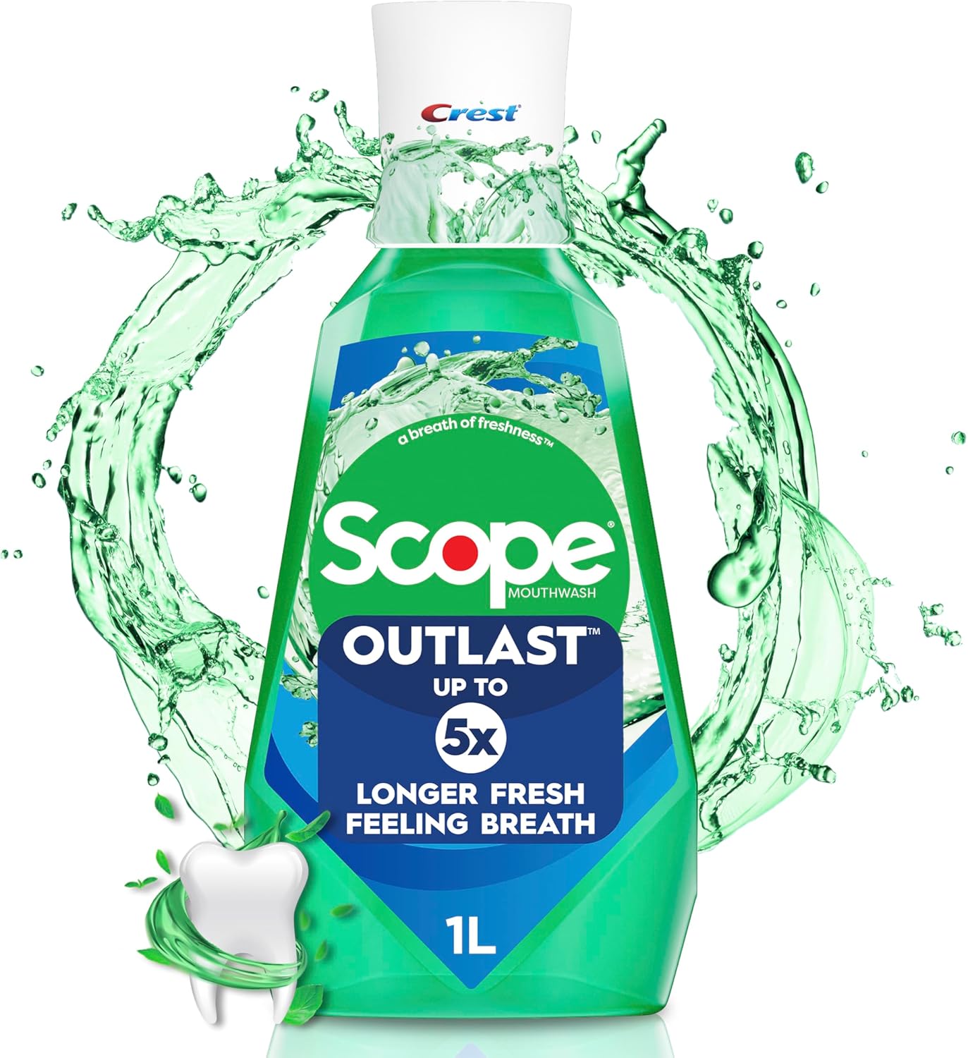 Crest Scope Outlast Mouthwash, Long Lasting Mint, 1 L