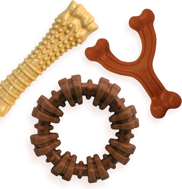 Nylabone Power Chew Customer Favorites Dog Toy Bundle, Indestructible Dog Chew Toys For Aggressive Chewers, 3 Shapes And Flavors, Flavor Medley, Large/Giant (3 Count)