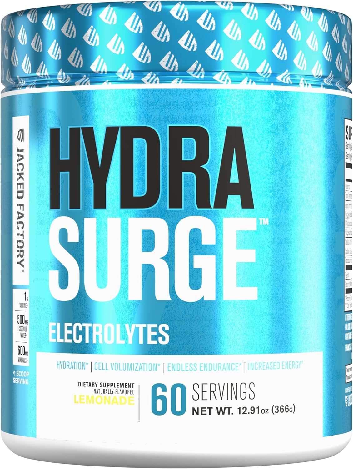 Hydrasurge Electrolyte Powder - Hydration Supplement With Key Minerals, Himalayan Sea Salt, Coconut Water, More - Keto Friendly, Sugar Free & Naturally Sweetened - 60 Servings, Refreshing Lemonade