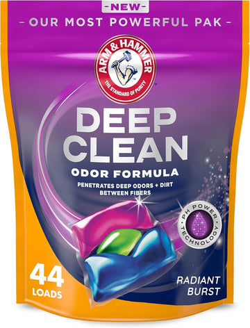 Arm & Hammer Deep Clean Odor Formula Laundry Detergent Power Paks, 44 Ct