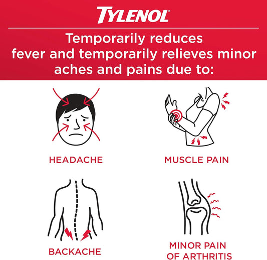 Tylenol Extra Strength Caplets With Acetaminophen, Pain Reliever & Fever Reducer, 2-Pack Of 50 Ct