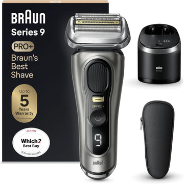 Braun Series 9 Pro+ Electric Shaver, 5+1 Ultra Thin Precision Blades, Pro Sensoadapt, Up To 60 Min, 6In1 Smartcare Center, Wet & Dry Razor For Men, 9665Cce, Graphite