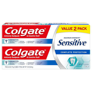 Colgate Sensitive Toothpaste, Complete Protection, Mint Clean - 6 Ounce (Pack Of 2)