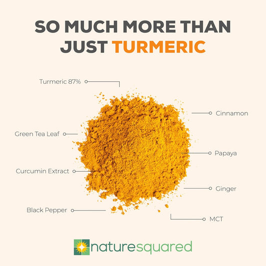 Nature Squared Turmeric Super [Blend] - Premium & Organic Turmeric (3933Mg) Powder With 7 Active Ingredients - 330G(3 Month Supply) - Vegan - Non Gmo - Gluten Free - Gmp - Potent Antioxidant- Uk Made