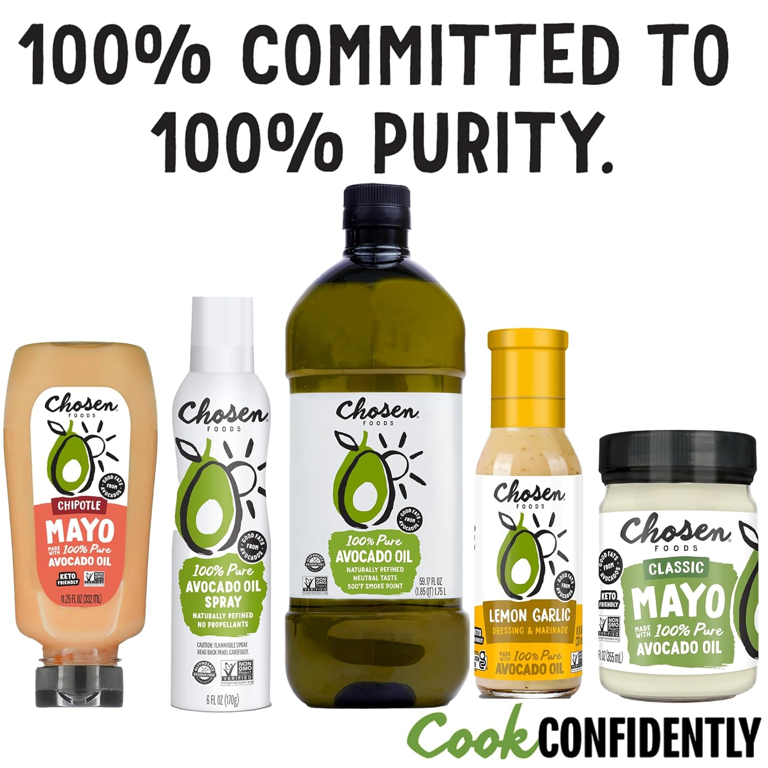 Chosen Foods 100% Pure Avocado Oil, Keto And Paleo Diet Friendly, Kosher Oil For Baking, High-Heat Cooking, Frying, Homemade Sauces, Dressings And Marinades (1 Liter, 3 Pack)