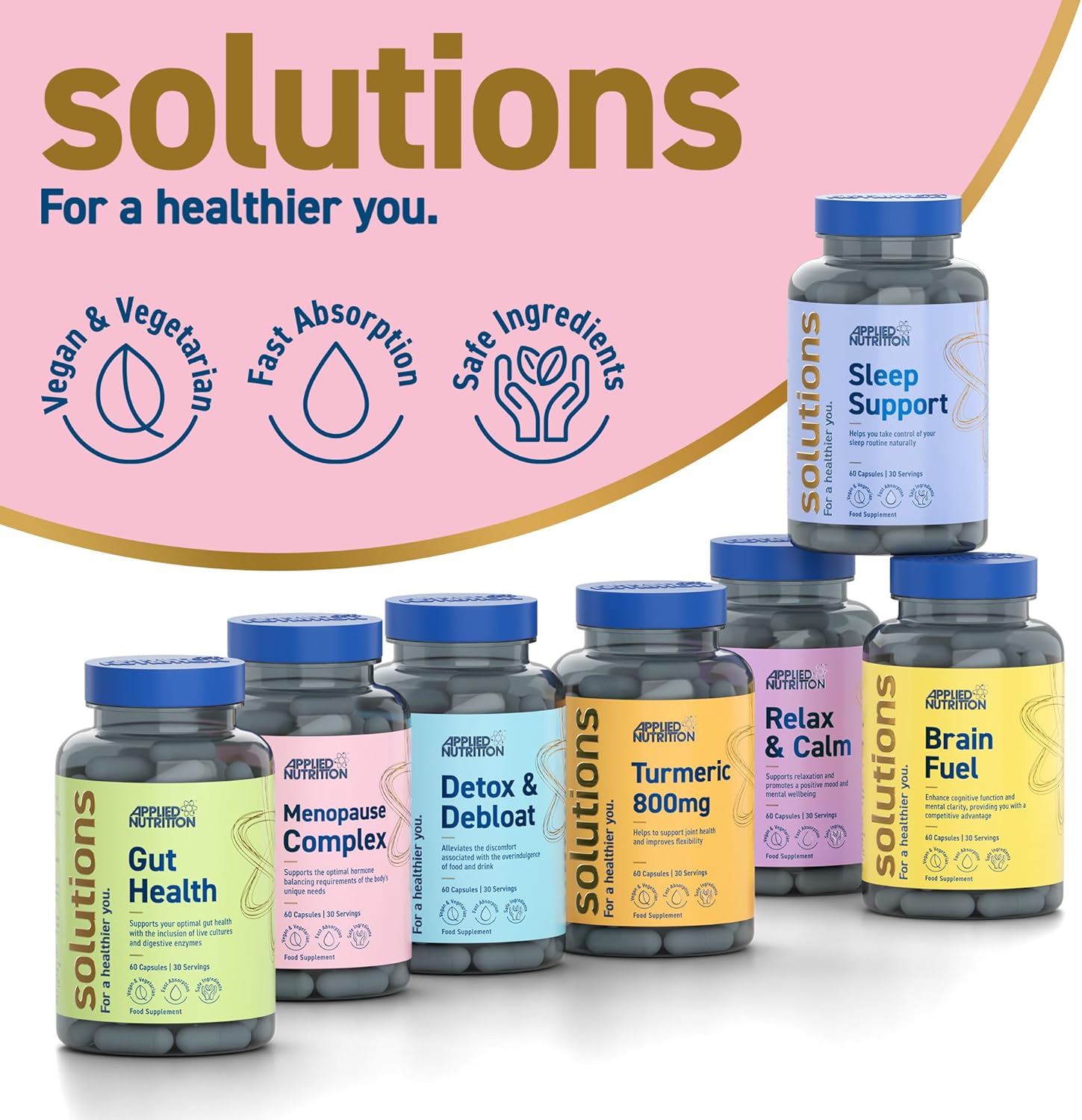 Applied Nutrition - Solutions - Menopause Complex - Vegan Capsules with Natural Hormonal Support - Best Fatigue Relief - Best Immune Support - Enhances Hormonal Balance - (60 Capsules – 30 Servings) : Amazon.co.uk: Health & Personal Care