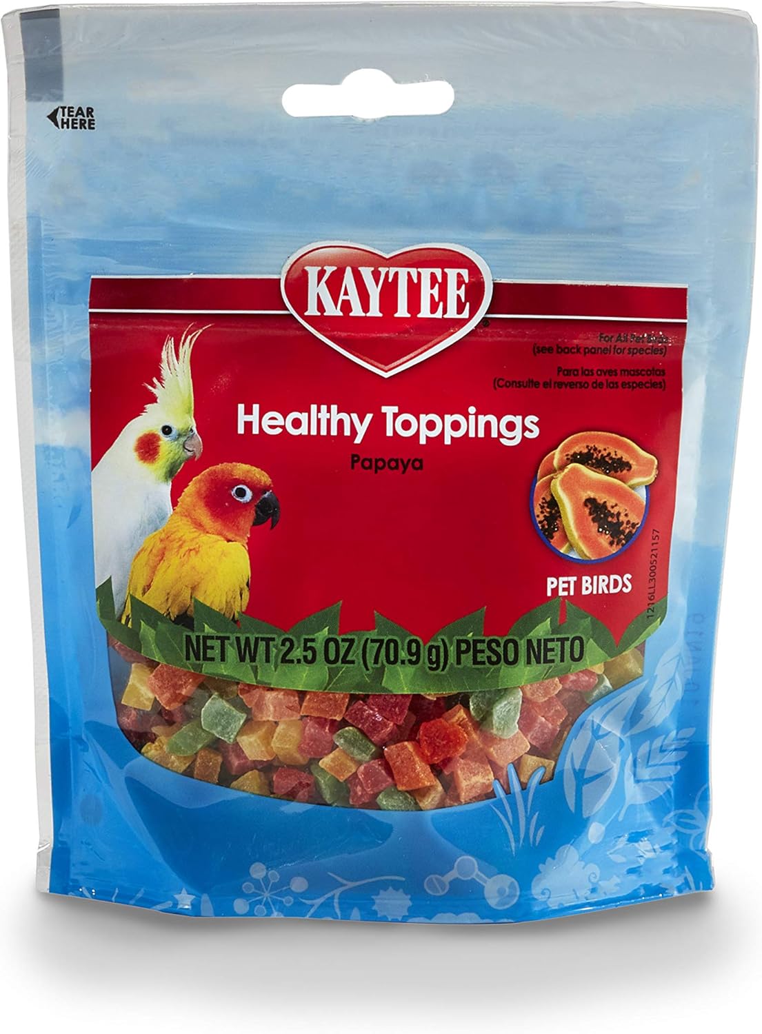 Kaytee Fiesta Healthy Toppings Papaya Bits For All Pet Birds, 2.5-Oz Bag