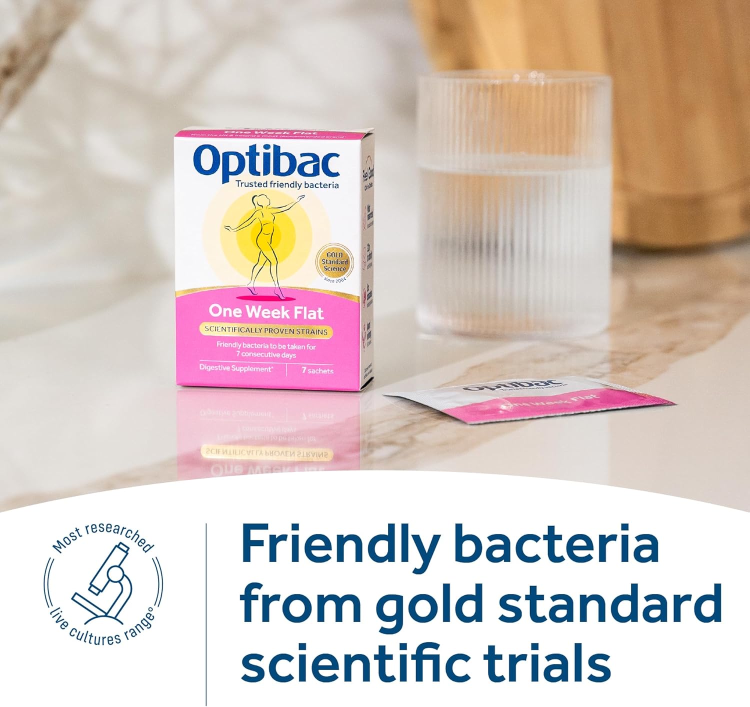 Optibac Probiotics One Week Flat - Vegan Digestive Probiotic Supplement Suitable for Bloating with 5 Billion Bacterial Cultures - 4 Week Supply - 28 Powder sachets : Amazon.co.uk: Health & Personal Care