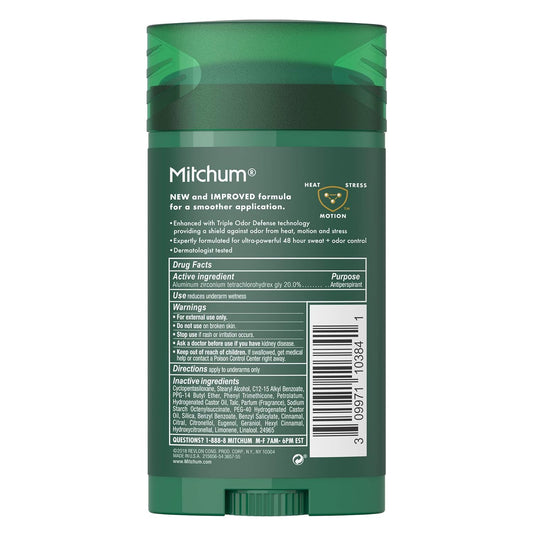 Mitchum Antiperspirant Deodorant Stick For Men, Triple Odor Defense Invisible Solid, 48 Hr Protection, Dermatologist Tested, Sport, 2.7 Oz (Pack Of 2)