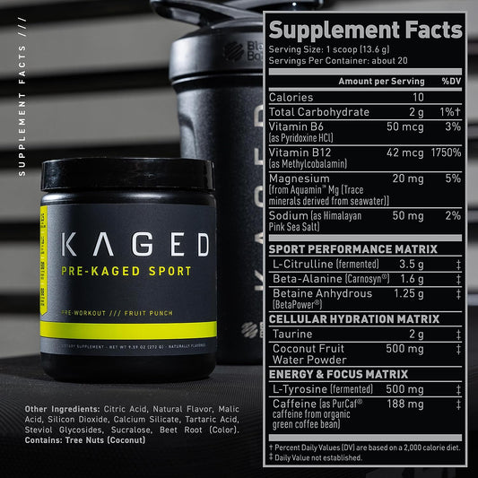 Kaged Athletic Sport Pre Workout Powder | Fruit Punch | Energy Supplem