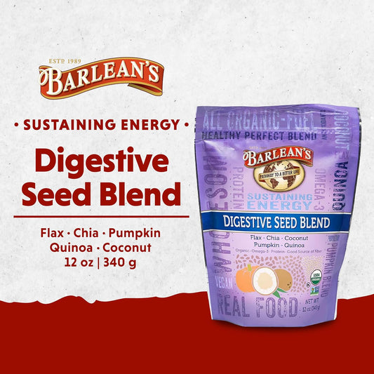 Barlean's Organic Digestive Seed Blend Fiber Supplement with Whole Chia Seeds, Ground ax and Pumpkin Seeds, Quinoa, and Coconut, Rich in Omega 3 & Dietary Fiber, 1