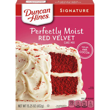 Duncan Hines Signature Perfectly Moist Red Velvet Cake Mix, 15.25 Ounce (Pack Of 12)