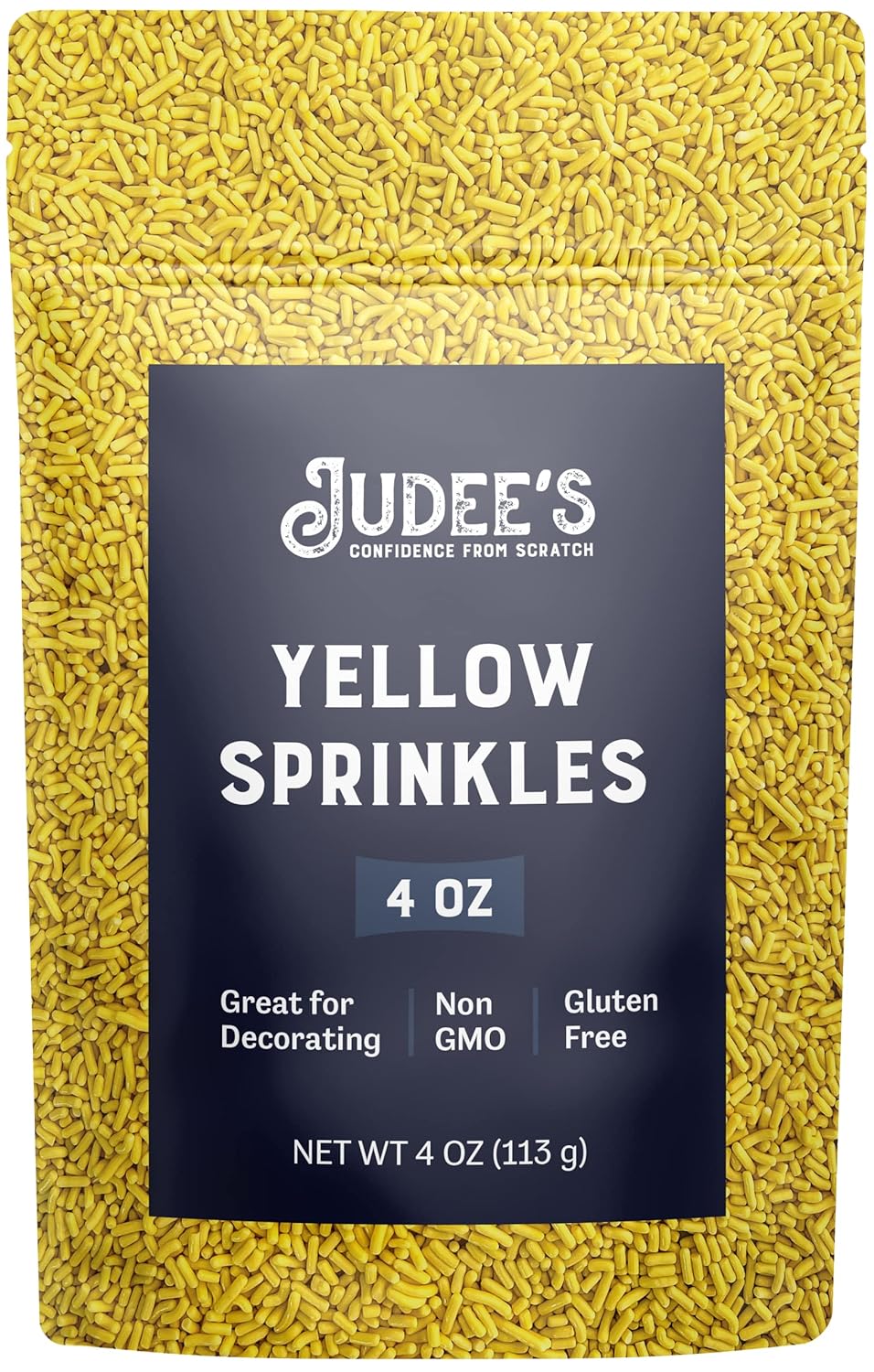 Judee's Yellow Sprinkles 4 oz - Gluten-Free and Nut-Free - Brighten Up Your Baked Goods - Great for Cookie and Cake Decoration - Use for Baking and as Dessert and Ice Cream Toppings