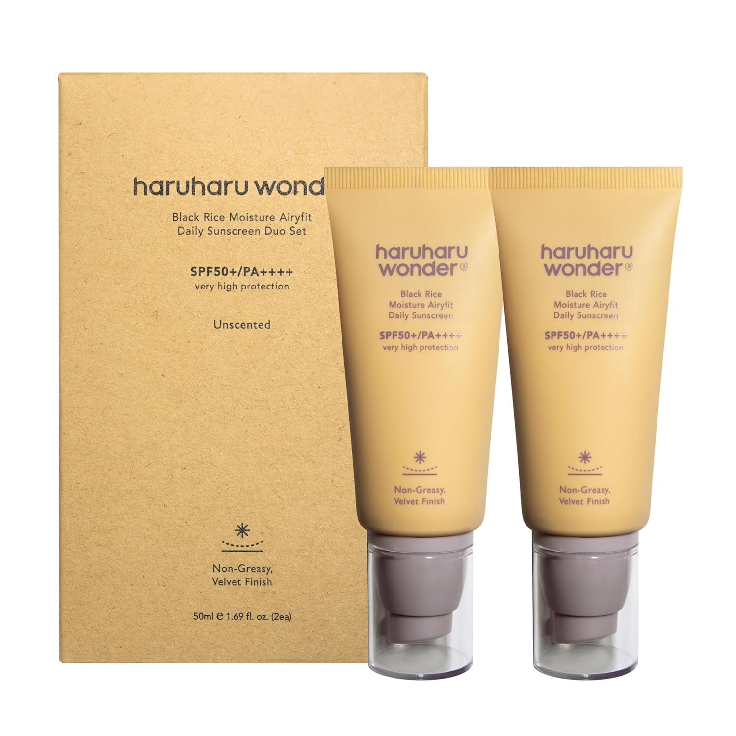 Haruharu Wonder Black Rice Moisture Airyfit Daily Sunscreen 1.69Fl.Oz (Pack Of 2)