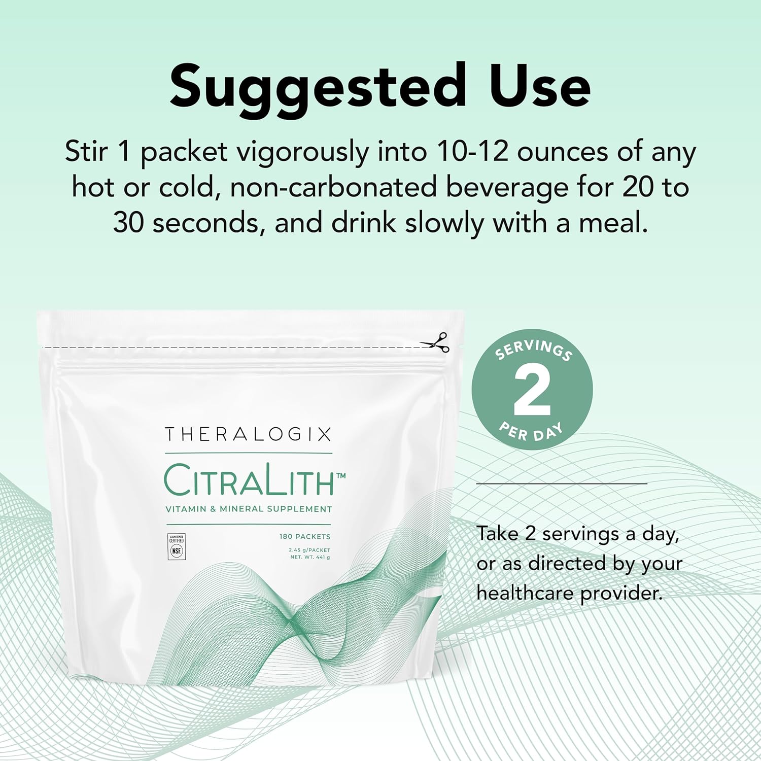 Theralogix CitraLith Vitamin & Mineral Supplement - 90-Day Supply - Kidney Health Supplement - Supports Healthy Kidney Function - Includes Magnesium, Sodium & Potassium - NSF Certified - 180 Packets : Health & Household