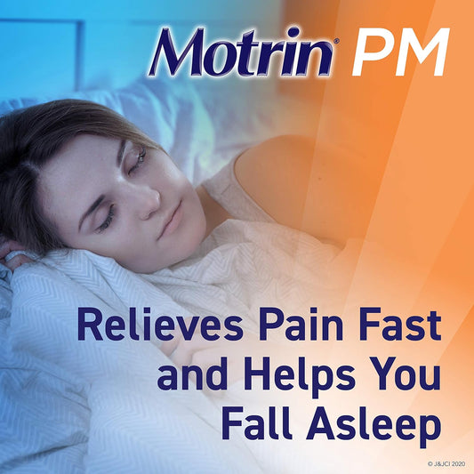 Motrin Pm Caplets, 200 Mg Ibuprofen & 38 Mg Sleep Aid, Nighttime Relief For Minor Pains, 80 Ct