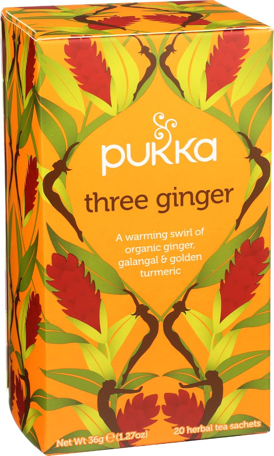 Pukka Organic Herbal Tea Ginger Herbal Teas Three Ginger Tea With Galangal & Turmeric 20 Tea Bags