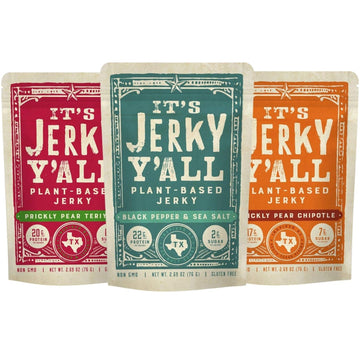 It's Jerky Y'all Plant Based Jerky Variety Pack | Beyond Tender and Tasty Vegan Snacks | Non-GMO, Gluten Free, Vegetarian (3 Pack)