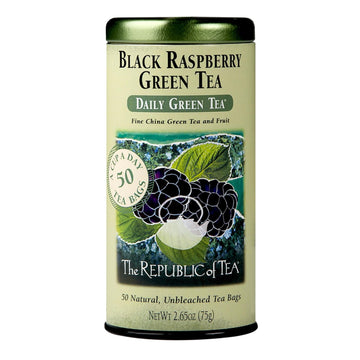 The Republic Of Tea - Black Raspberry Green Tea, 50 Tea Bags, Tin | Flavored Berry Tea | Caffeinated