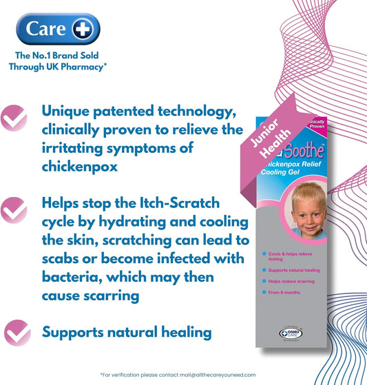 Care Virasoothe Gel, Chickenpox Relief, Cools And Soothes Skin, Suitable 6+ Months Old, Supports Natural Healing, Helps Stop The Itch, Clinically Proven Effective Relief Against Symptoms, 75G Gel