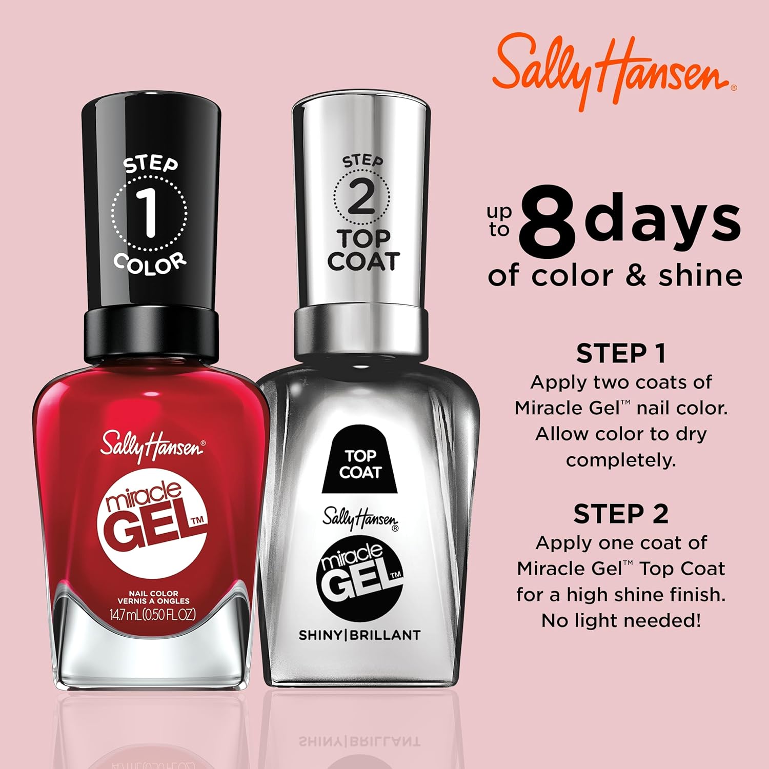 Sally Hansen Miracle Gel™, Rhapsody Red, Long Lasting, Gel-Like Formula, No UV Lamp Needed, Red Nail Polish : Beauty & Personal Care