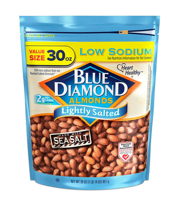 Blue Diamond Almonds, Lightly Salted Value Pantry Bag Snack Nuts Perfect For On-The-Go, Lunch, Healthy Snacking In A Resealable Bag, 30 Oz