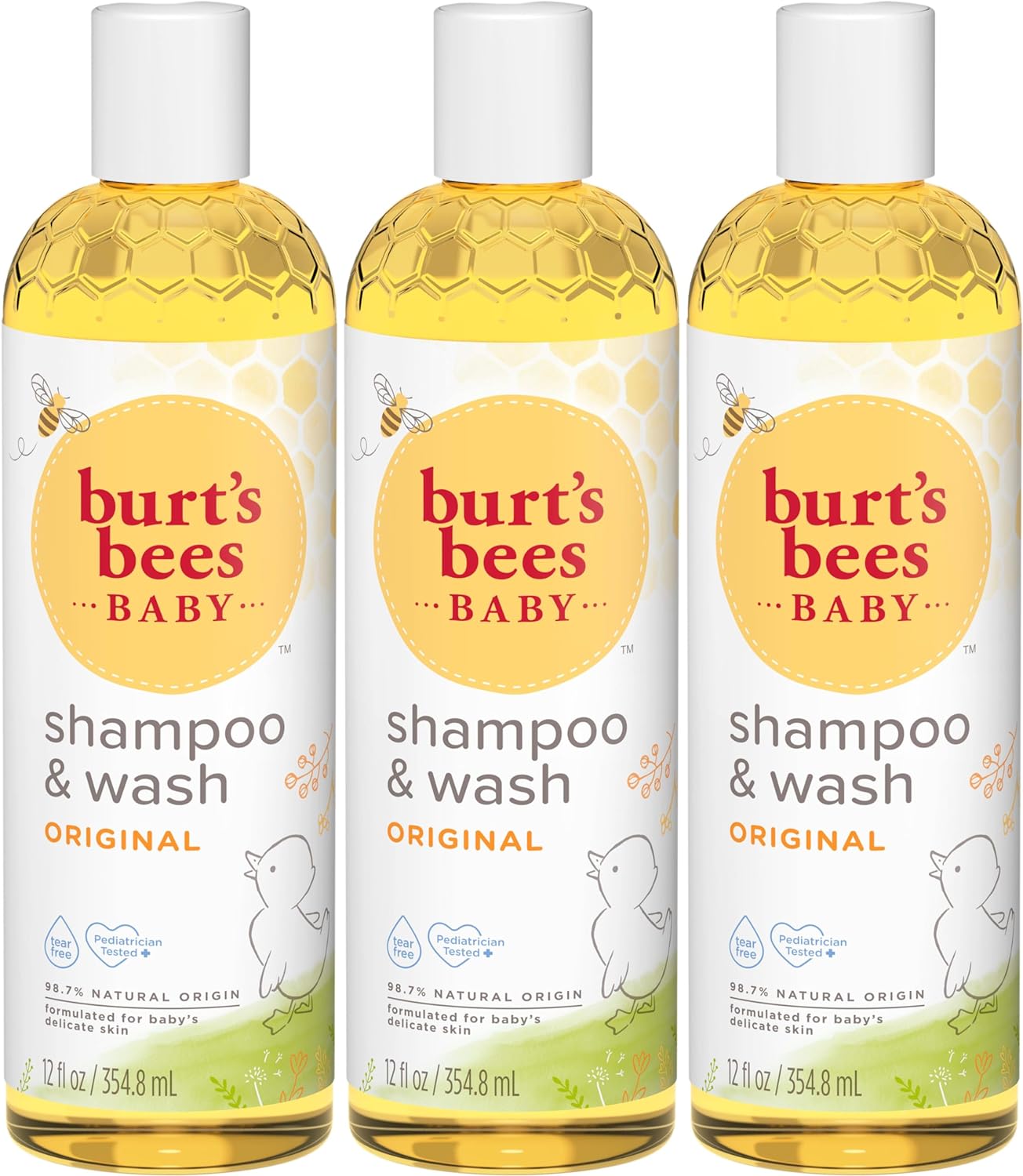 Burt'S Bees Baby Shampoo And Wash Set, 2-In-1 Natural Origin Plant Based Formula For Sensitive Skin, Original Fresh Scent, Tear-Free, Pediatrician Tested, 3 Travel Size Bottles, 36 Oz (12 Oz 3-Pack)