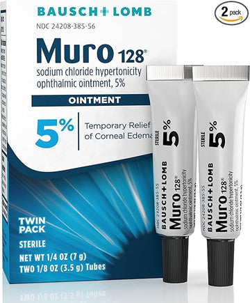 Muro 128 (Sodium Chloride Hypertonicity Ophthalmic Ointment, 5%) Twin Pack, 2 Count (Pack of 1)