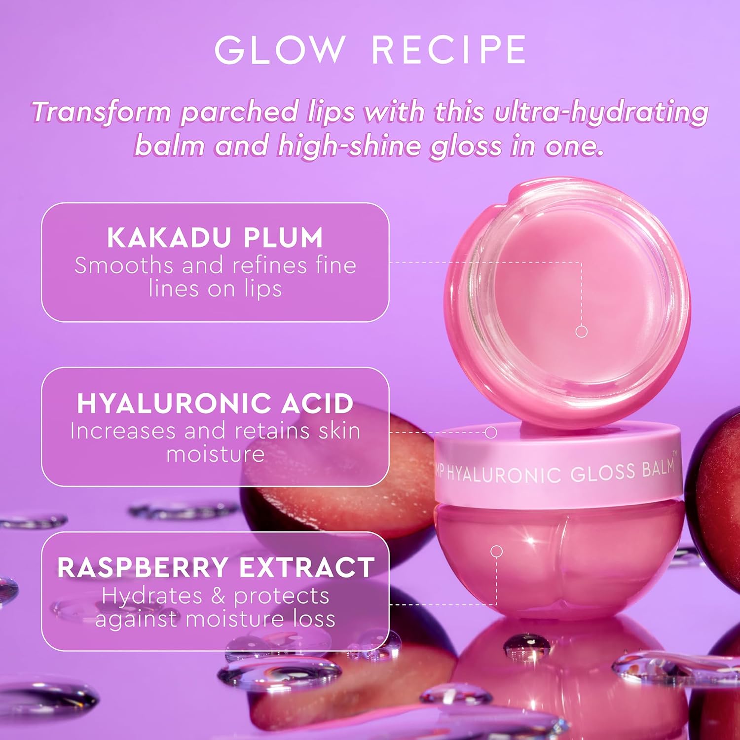 Glow Recipe Plum Hydration Heroes Holiday Kit - Plum Plump Hyaluronic Acid Cream (50ml) & Ultra Moisturizing Gloss Balm (15ml) - Hydrate, Plump, and Balance Dry Skin & Parched Lips - Vegan Set (2-Pc) : Beauty & Personal Care