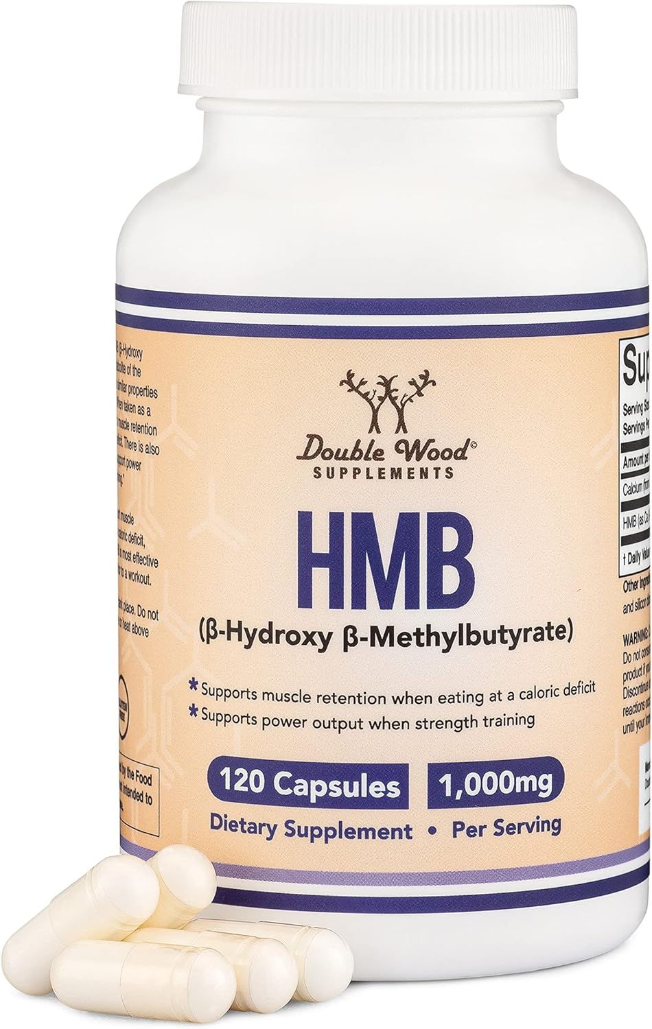 Hmb Supplement, Third Party Tested, Non-Gmo, Gluten Free, 120 Capsules, 1000Mg, By Double Wood
