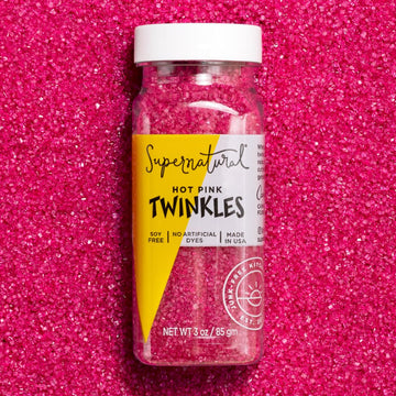 Supernatural Twinkles Sprinkles, Hot Pink Sanding Sugar, Plant-Based Color, Vegan, 3Oz, Made In Usa