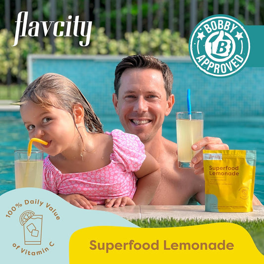 FlavCity Superfood Lemonade Powdered Drink, 30 Servings – Sugar-Free Lemonade Powder Drink Mix - Keto, Vegan, Gluten-Free & Non-GMO