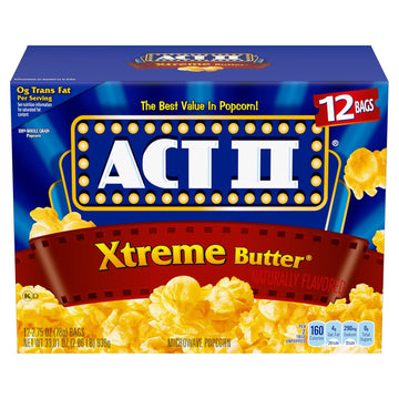 Act Ii Xtreme Butter Microwave Popcorn, 12 Ct, 33.01 Oz