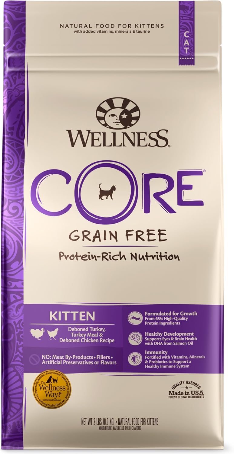 Wellness Core Grain-Free Kitten Formula Dry Cat Food, 2 Pound Bag