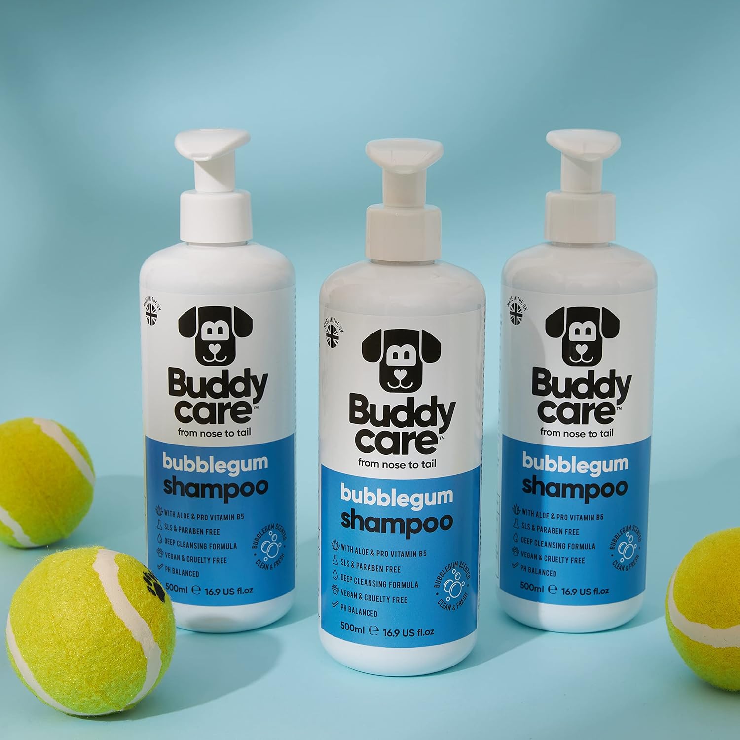 Bubblegum Dog Shampoo by Buddycare | Deep Cleansing Shampoo for Dogs | Bubblegum Scented | With Aloe Vera and Pro Vitamin B5 (500ml) :Pet Supplies