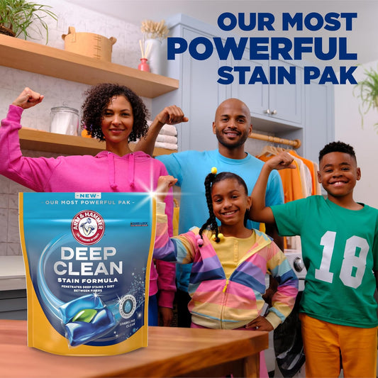 Arm & Hammer Deep Clean Stain Formula, Laundry Detergent Power Paks, 44 Ct