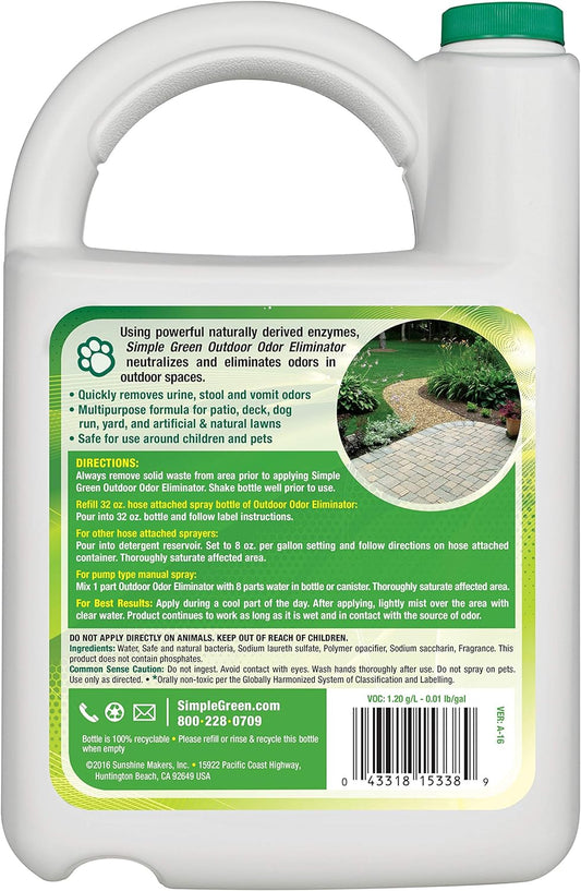 Simple Green Outdoor Odor Eliminator For Pets, Dogs, 1 Gallon Refill - Ideal For Artificial Lawns & Patio, Milky White