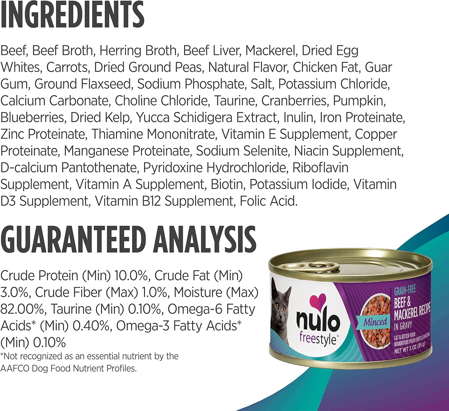 Nulo Freestyle Cat and Kitten Minced Wet Canned Food, Premium All Natural Grain-Free Shredded Wet Cat Food, Protein-Rich with Omega 6 and 3 Fatty Acids to Support Skin Health and Soft Fur : Pet Supplies