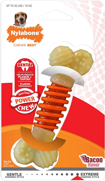 Nylabone Pro Action Power Chew Durable Dental Chew Toy For Dogs, Bacon Flavor, Medium/Wolf (1 Count)