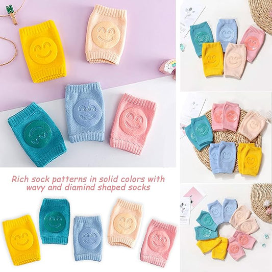 Eilin 5 Pairs Baby Crawling Anti-Slip Knee Protectors - Toddlers Knee Pads Gift For Infant, Pink, Medium