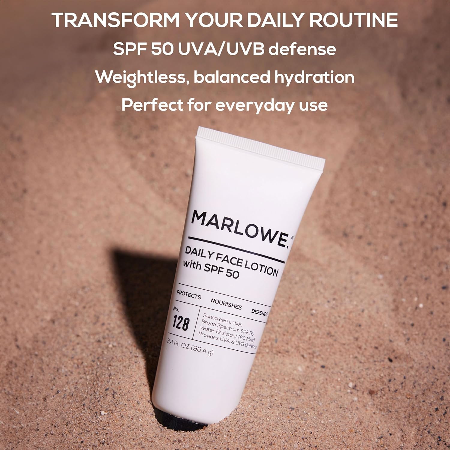 Marlowe. No. 128 Men'S Facial Lotion With Sunscreen Spf 50, 3.4 Oz, Oil-Free, Lightweight Daily Face Moisturizer For Men, Includes Natural Extracts To Hydrate, Nourish & Soothe : Beauty & Personal Care