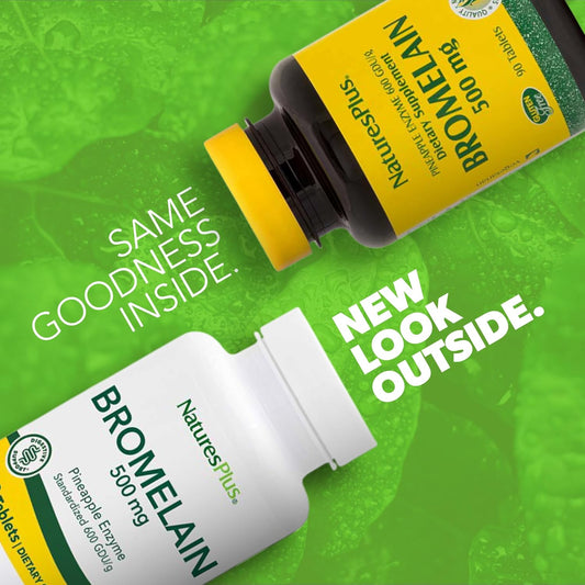 Natures Plus Bromelain - 500 Mg, 90 Vegetarian Tablets - Natural Proteolytic Enzyme Supplement- Gluten-Free - 90 Servings