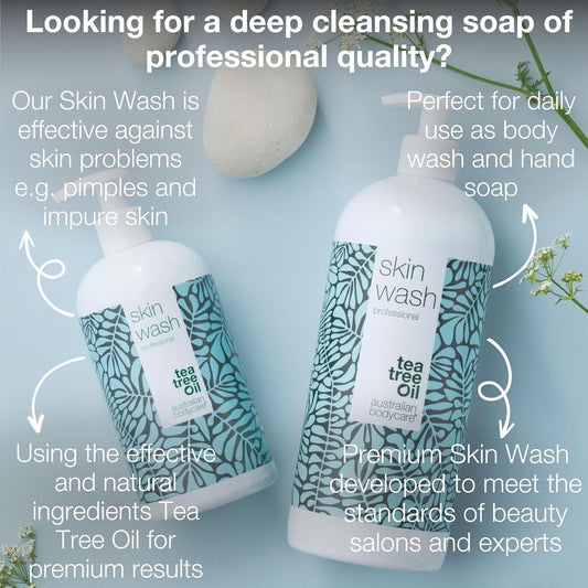 Australian Bodycare Skin Wash Professional 1000 Ml | Tea Tree Oil Body Wash For The Skin | Relieves Spots And Pimples, Acne, Body Odor & Smelly Feet | Effective After Shaving And Waxing