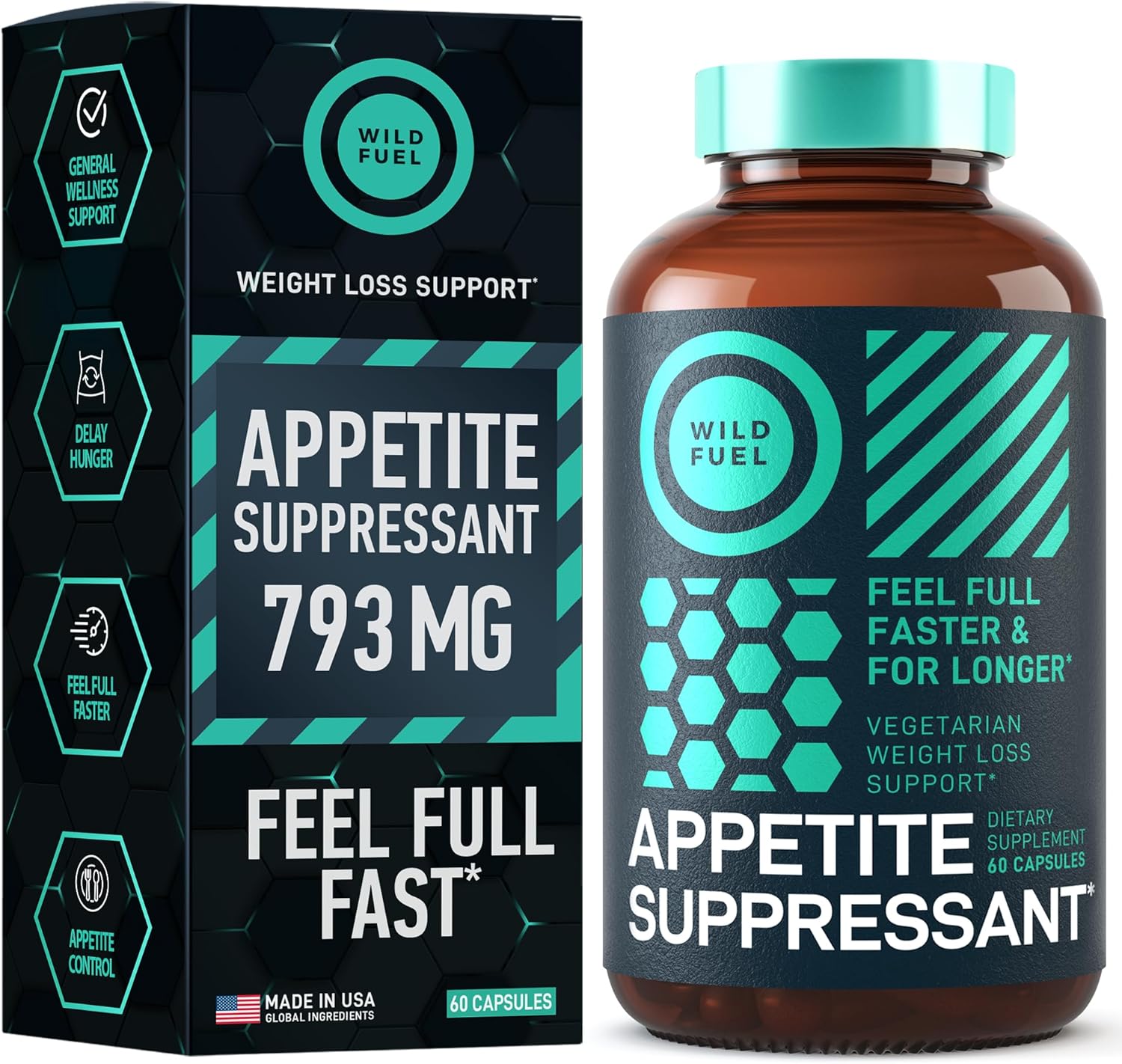 Appetite Suppressant For Weight Loss, Hunger Suppressant - Diet Pills That Work Fast For Women And Men - Garcinia Cambogia, Glucomannan, White Kidney Bean Carb Blocker And Fat Burner - 60 Veggie Caps