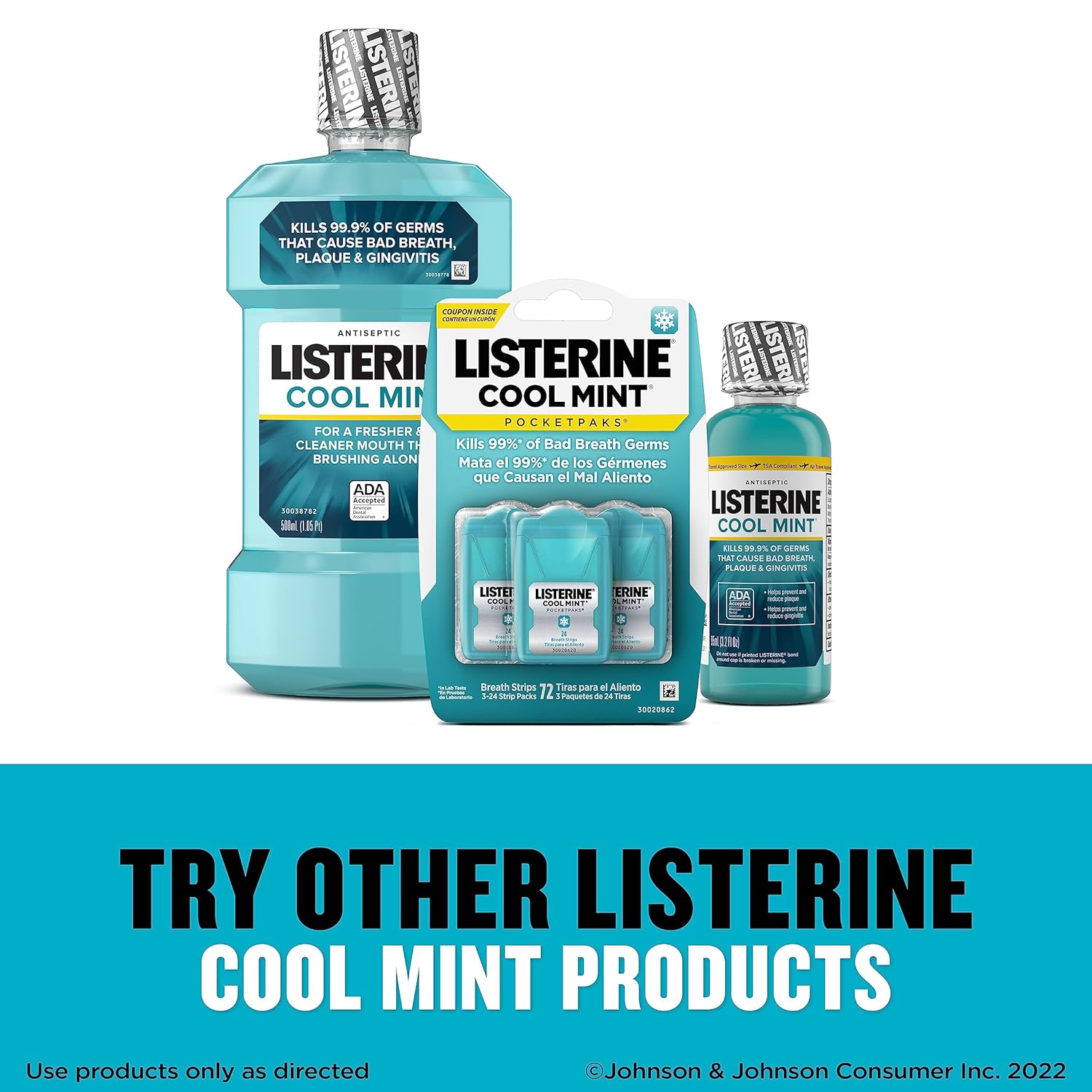 Listerine Cool Mint Pocketpaks Breath Strips Kills Bad Breath Germs, 24-Strip Pack, 3 Pack : Action Figures : Health & Household