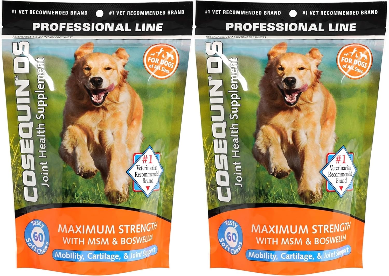 Nutramax Laboratories Cosequin Ds Plus Msm Professional Line For Dogs, 60 Soft Chews- Pack Of 2