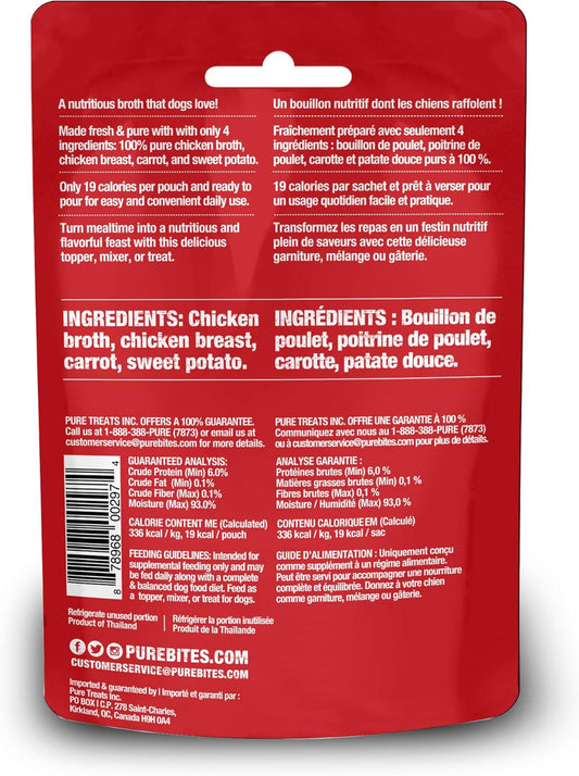 Purebites Chicken Broths For Dogs, Only 4 Ingredients, Case Of 18